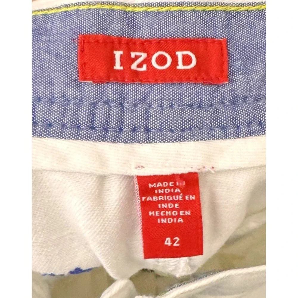 New $64 IZOD Men's 42‎ Breeze Shorts Mazarine Blue White Palm Trees Flat Front